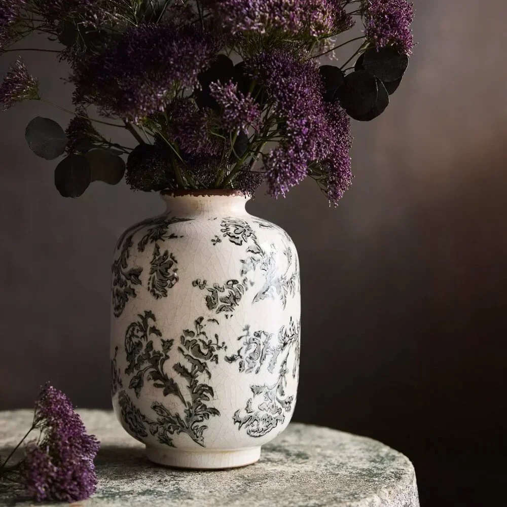 Anthropologie Baroque Damask Vase, Small, Tall/Wide